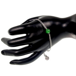 Dames RVS Cubaanse Schakelarmband met Groen Kattenoogsteen Verstelbaar