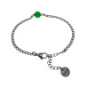 Dames RVS Cubaanse Schakelarmband met Groen Kattenoogsteen Verstelbaar