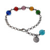 RVS Ronde Schakelarmband met Kleurrijke Kattenoogstenen - Verstelbaar