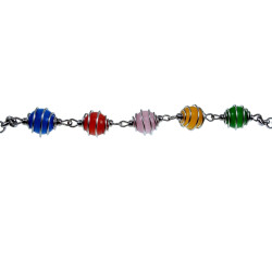 RVS Ronde Schakelarmband met Kleurrijke Kattenoogstenen - Verstelbaar