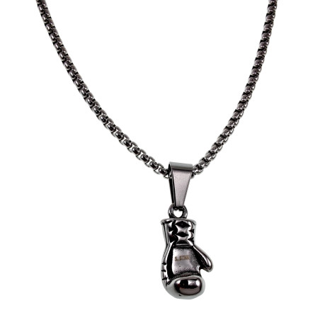 60cm x 3mm RVS Jasseron-Ketting + 34mm Bokshandschoen Hanger Unisex