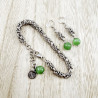 Dames RVS Byzantijnse Schakelarmband met Groene Kattenoogsteen - 19cm
