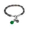 Dames RVS Byzantijnse Schakelarmband met Groene Kattenoogsteen - 19cm