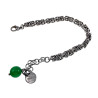 Dames RVS Byzantijnse Schakelarmband met Groene Kattenoogsteen - 19cm