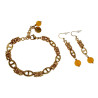 Verguld RVS Byzantijnse Anker Schakelarmband met Amber Kattenoogsteen