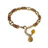 Verguld RVS Byzantijnse Anker Schakelarmband met Amber Kattenoogsteen