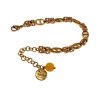 Verguld RVS Byzantijnse Anker Schakelarmband met Amber Kattenoogsteen