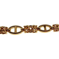 Verguld RVS Byzantijnse Anker Schakelarmband met Amber Kattenoogsteen