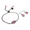 Dames RVS Schakelarmband met Roze Kattenoogsteen met Schuifsluiting