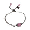 Dames RVS Schakelarmband met Roze Kattenoogsteen met Schuifsluiting