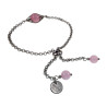Dames RVS Schakelarmband met Roze Kattenoogsteen met Schuifsluiting