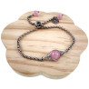 Dames RVS Schakelarmband met Roze Kattenoogsteen met Schuifsluiting