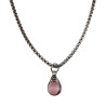 60cm x 3mm Jasseron-Ketting + Roze Kattenoogsteen Hanger Dames - RVS - Handgemaakt Visgraattechniek Steen Hanger met Ketting