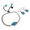 RVS Schakelarmband met Turquoise Kattenoogsteen met Schuifsluiting