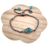 RVS Schakelarmband met Turquoise Kattenoogsteen met Schuifsluiting