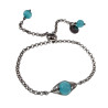 RVS Schakelarmband met Turquoise Kattenoogsteen met Schuifsluiting