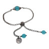 RVS Schakelarmband met Turquoise Kattenoogsteen met Schuifsluiting