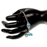 RVS Schakelarmband met Turquoise Kattenoogsteen met Schuifsluiting
