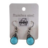 32mm Haakoorbellen Dames - RVS - Lange Oorbellen met Turquoise Kattenoogsteen - Visgraat-Desing - Handgemaakt