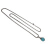 60cm x 3mm Jasseron-Ketting + Turquoise Kattenoogsteen Hanger Dames - RVS - Handgemaakt Steen Hanger met Ketting