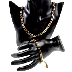 43cm tot 48cm Ketting Dames - Verguld RVS - Cubaanse Schakelsketting met Rechthoekige Schakels - Verstelbaar