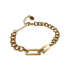 15cm tot 19cm Armband Dames - Verguld RVS - Cubaanse Schakelsarmband met Rechthoekige Schakels - Verstelbaar