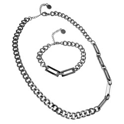 43cm tot 48cm Ketting Dames - Gepolijst RVS - Cubaanse Schakelsketting met Rechthoekige Schakels - Verstelbaar