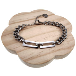 15cm tot 19cm Armband Dames - Gepolijst RVS - Cubaanse Schakelsarmband met Rechthoekige Schakels - Verstelbaar