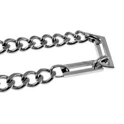 15cm tot 19cm Armband Dames - Gepolijst RVS - Cubaanse Schakelsarmband met Rechthoekige Schakels - Verstelbaar