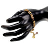 15cm tot 19cm Armband Dames - Verguld RVS - Byzantijnse en Anker Schakelarmband met Paarse Kattenoogsteen - Verstelbaar