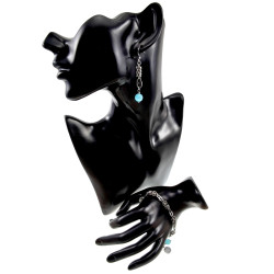 15cm tot 19cm Armband Dames - Gepolijst RVS - Byzantijnse en Anker Schakelarmband met Turquoise Kattenoogsteen - Verstelbaar