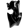50cm tot 55cm Ketting Dames - Gepolijst RVS - Ovale Schakelsketting met Natuurlijke Obsidiaansteen - Verstelbaar