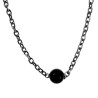 50cm tot 55cm Ketting Dames - Gepolijst RVS - Ovale Schakelsketting met Natuurlijke Obsidiaansteen - Verstelbaar