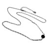 45cm tot 50cm Ketting Dames - Gepolijst RVS - Rechthoekige Schakelsketting met Natuurlijke Obsidiaansteen - Verstelbaar