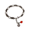 Dames RVS Byzantijnse en Ovale Schakelarmband met Rode Kattenoogsteen