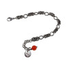 Dames RVS Byzantijnse en Ovale Schakelarmband met Rode Kattenoogsteen