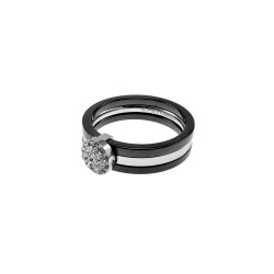 Ring Dames - Zwarte Keramische en RVS Ring