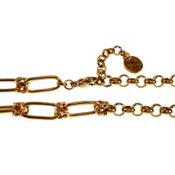Dames - Verguld RVS - Paperclip en Ronde Schakelsketting - Verstelbaar