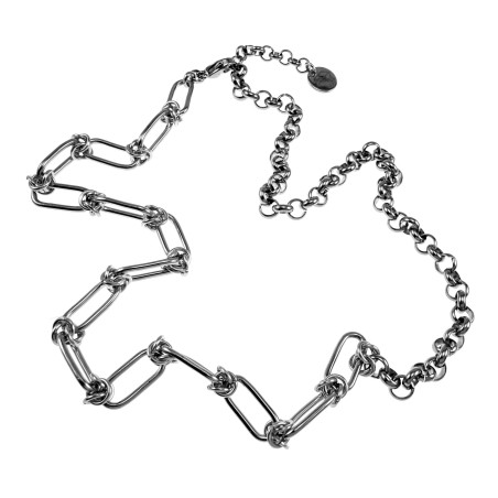 Dames - Gepolijst RVS - Paperclip en Ronde Schakelsketting - Verstelbaar