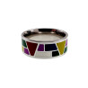 Emaille Ring Dames - Gepolijst RVS Geometrisch Gekleurde Emaille Ring