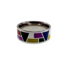 Emaille Ring Dames - Gepolijst RVS Geometrisch Gekleurde Emaille Ring