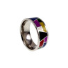 Emaille Ring Dames - Gepolijst RVS Geometrisch Gekleurde Emaille Ring