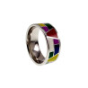 Emaille Ring Dames - Gepolijst RVS Geometrisch Gekleurde Emaille Ring