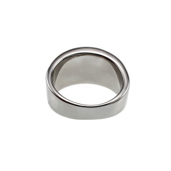 Ring Dames - Gepolijst RVS - Brede Ring met Groen Opalsteen