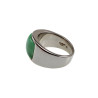 Ring Dames - Gepolijst RVS - Brede Ring met Groen Opalsteen