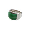 Ring Dames - Gepolijst RVS - Brede Ring met Groen Opalsteen