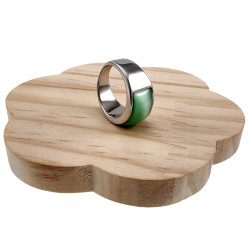 Ring Dames - Gepolijst RVS - Brede Ring met Groen Opalsteen