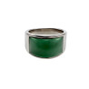 Ring Dames - Gepolijst RVS - Brede Ring met Groen Opalsteen