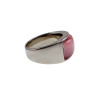 Ring Dames - Gepolijst RVS - Brede Ring met Roze Opalsteen