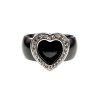 Ring Dames - Gepolijst RVS - Zwart Keramiek Ring met Hart - Brede Ring